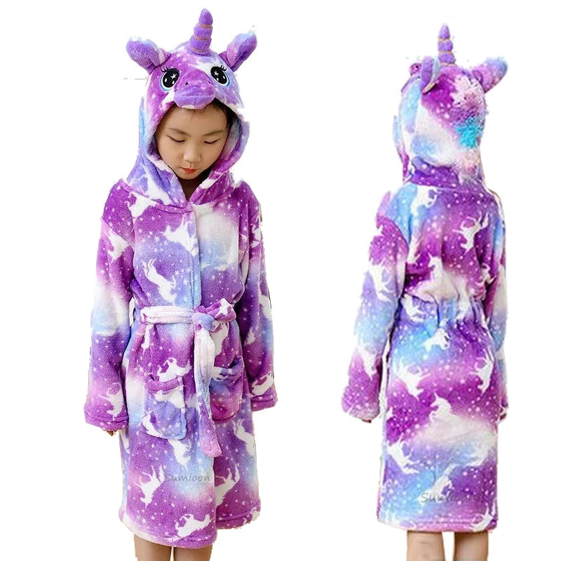 Purple Galaxy Unicorn Flannel Robe
