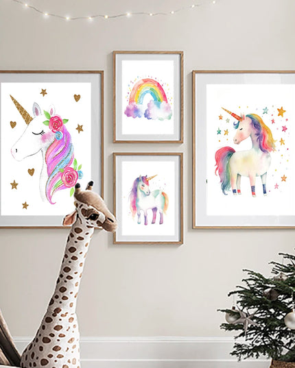 Pink Floral Unicorn Wall Art