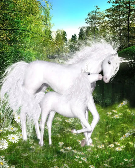 White Unicorn Nature Wall Art