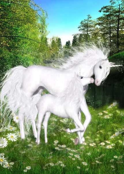 White Unicorn Nature Wall Art