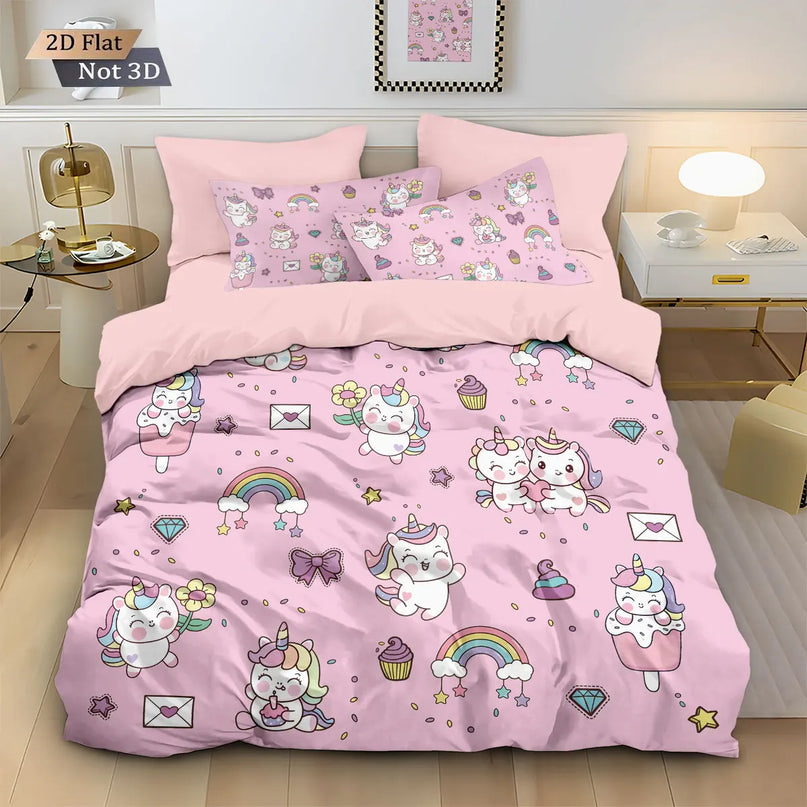 Kawaii Doodle Unicorn Bedding Set