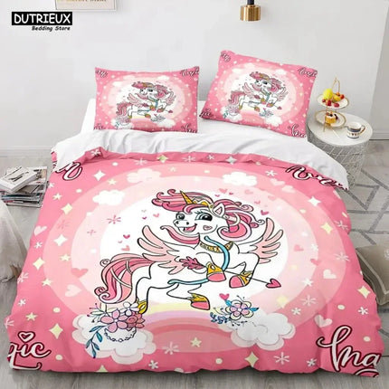 Pink Magic Flower Unicorn Bedding