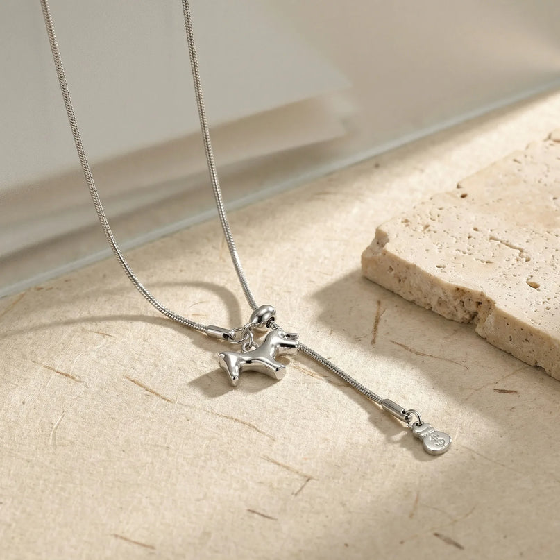 Silver Y-Drop Unicorn Necklace