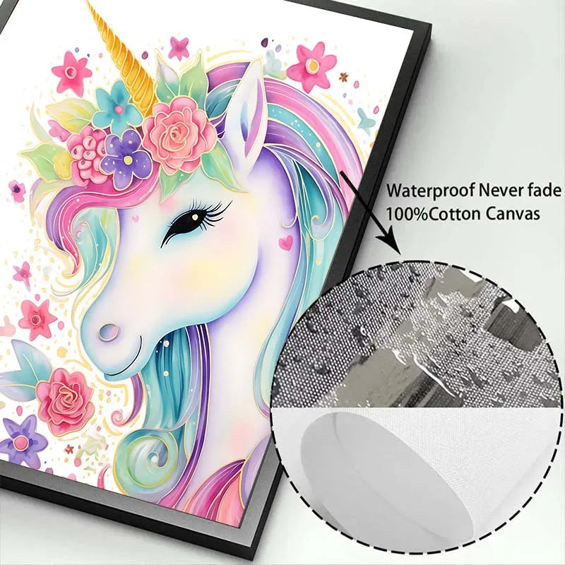 Floral Crown Unicorn Wall Art