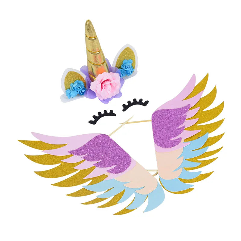 Gold Floral Unicorn Cake Topper