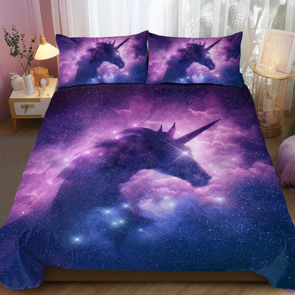 Purple Galaxy Silhouette Bedding