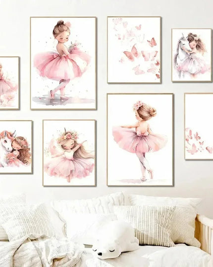 Pink Ballerina Unicorn Wall Art