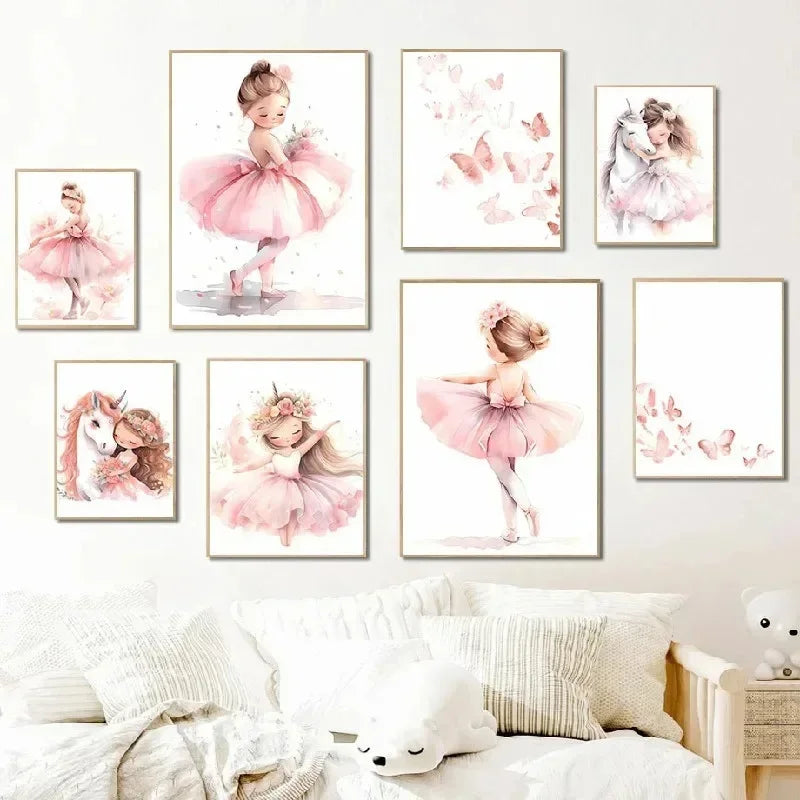 Pink Ballerina Unicorn Wall Art