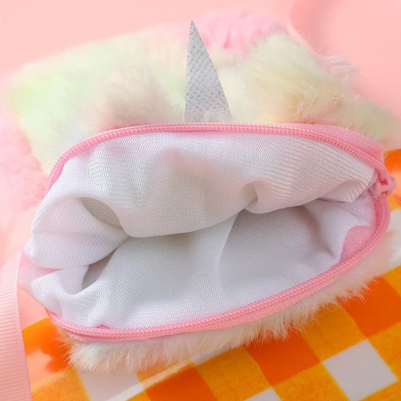 Pastel Plush Unicorn Purse Bag
