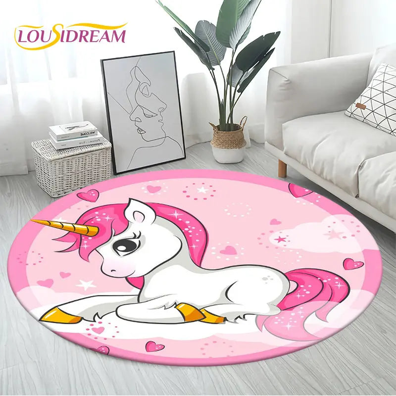 Rainbow Sunburst Unicorn Rug