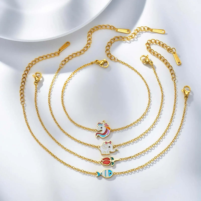 Golden Enamel Unicorn Bracelet
