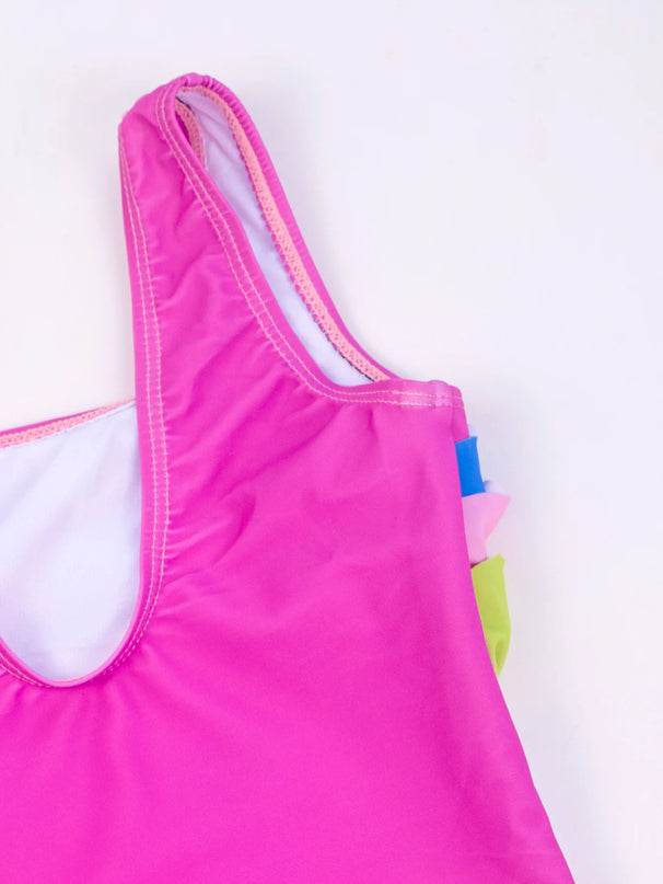 Pink Cartoon Unicorn Swimsuit