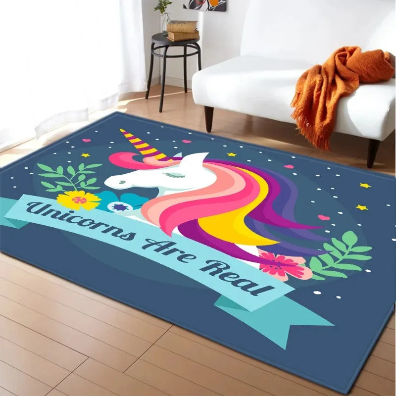 Cute Flower Crown Unicorn Rug
