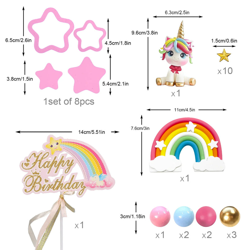 Kawaii Unicorn Smash Cake Topper