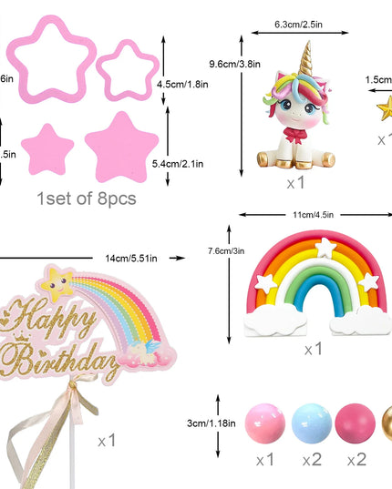 Magical 29-Piece Unicorn Cake Topper