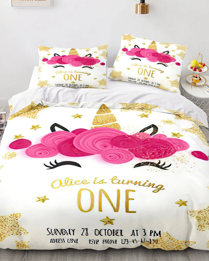Gold Birthday Unicorn Bedding