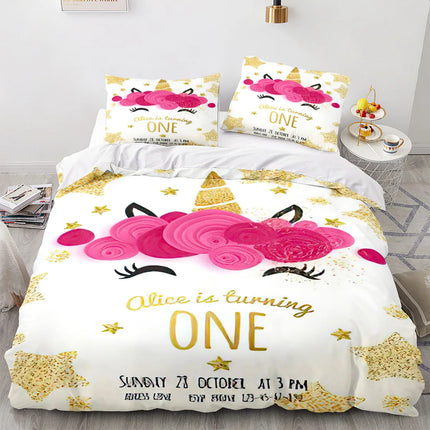 Gold Birthday Unicorn Bedding