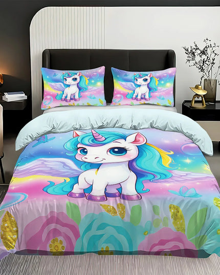 Pastel Garden Chibi Unicorn Bedding