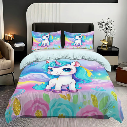 Pastel Garden Chibi Unicorn Bedding