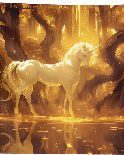 Golden Forest Unicorn Tapestry