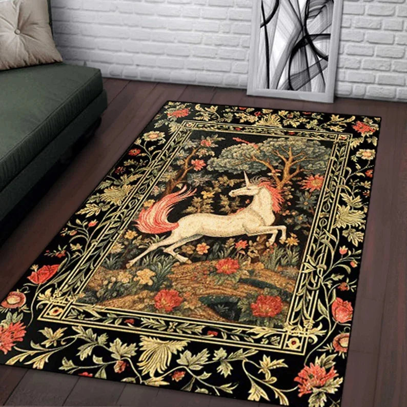 Vintage Forest Unicorn Rug