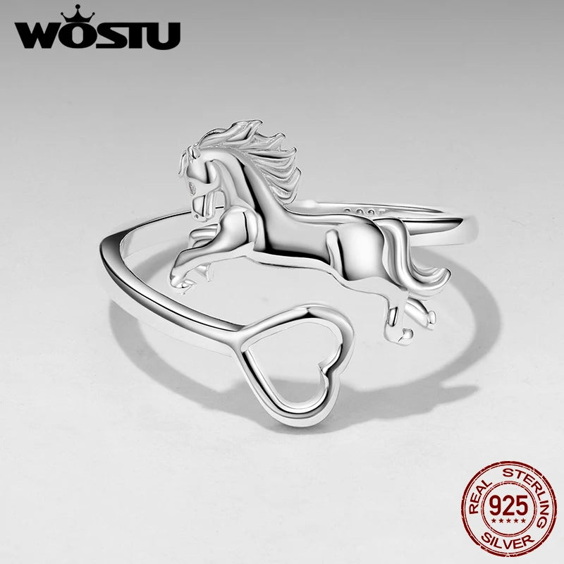 925 Silver Unicorn Heart Ring