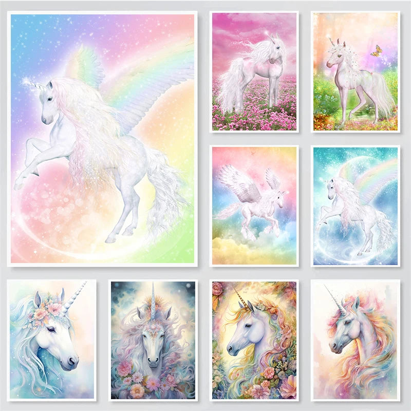 Purple Floral Unicorn Wall Art