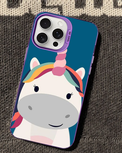 Teal Unicorn Face iPhone Case