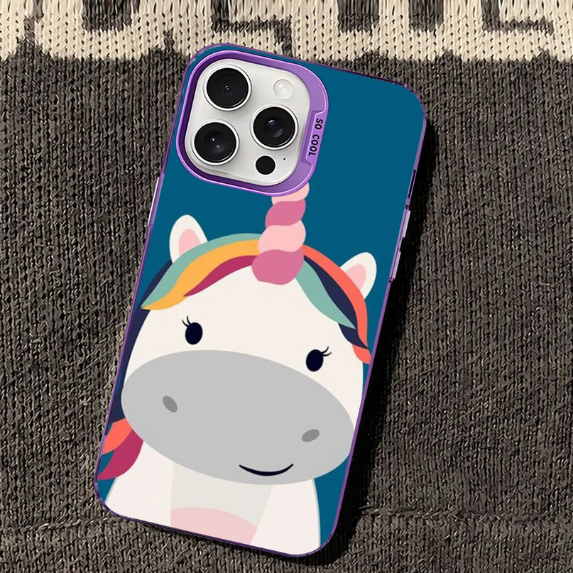 Teal Unicorn Face iPhone Case