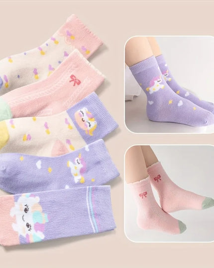 Girls' Unicorn Socks - Pastel 5-Pack