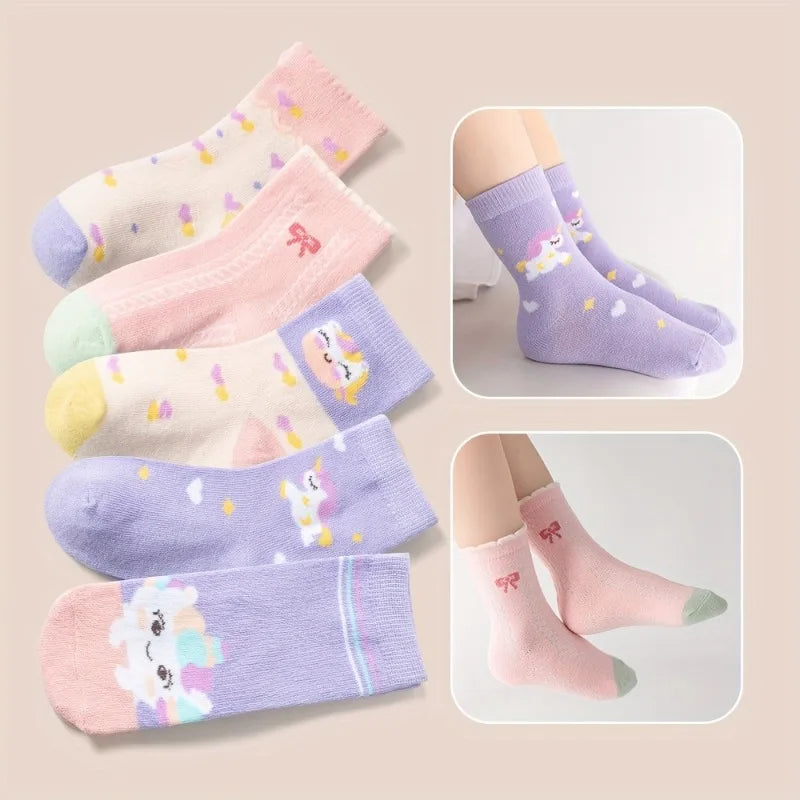 Girls' Unicorn Socks - Pastel 5-Pack
