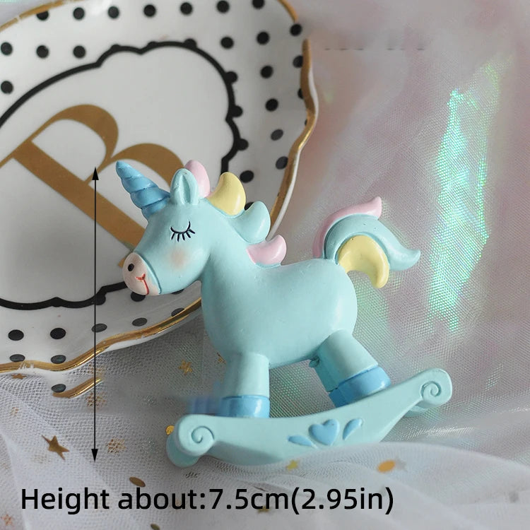 Blue Rocking Unicorn Cake Topper