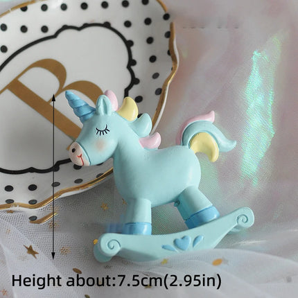 Blue Rocking Unicorn Cake Topper
