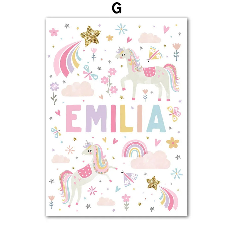 Pink Unicorn Nursery Wall Art