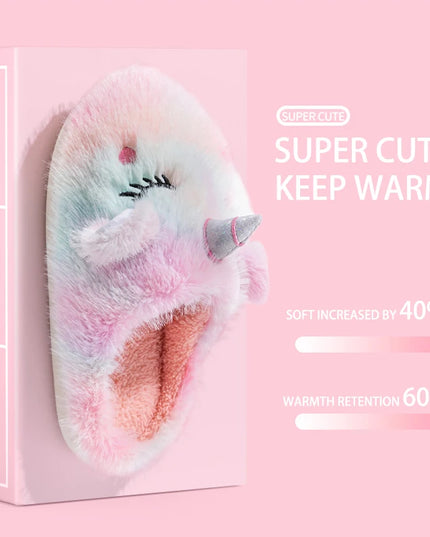 Fuzzy Pastel Unicorn Slippers