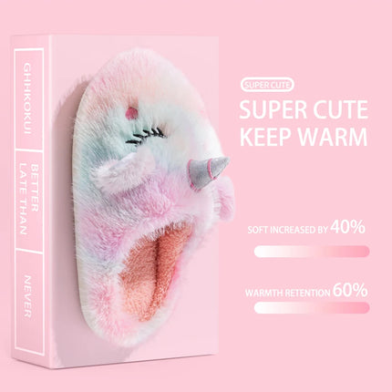Fuzzy Pastel Unicorn Slippers