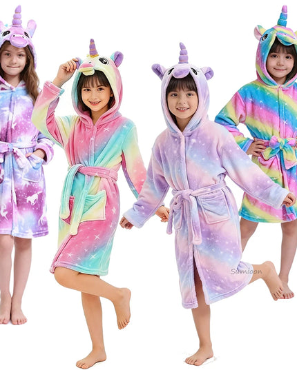 Rainbow Stripe Unicorn Robe Hoodie