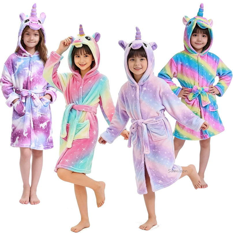 Rainbow Stripe Unicorn Robe Hoodie