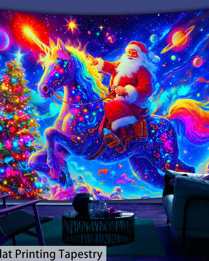 Unicorn Christmas Starry Sky Tapestry