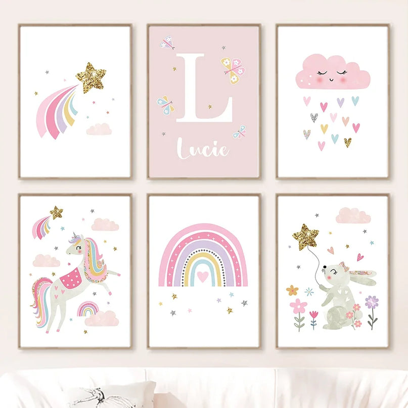 Pink Unicorn Nursery Wall Art