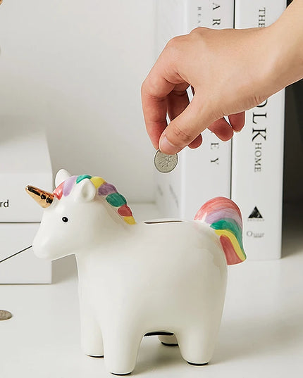Iridescent Pink Unicorn Piggy Bank
