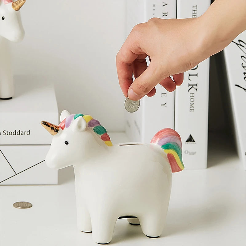 Iridescent Pink Unicorn Piggy Bank