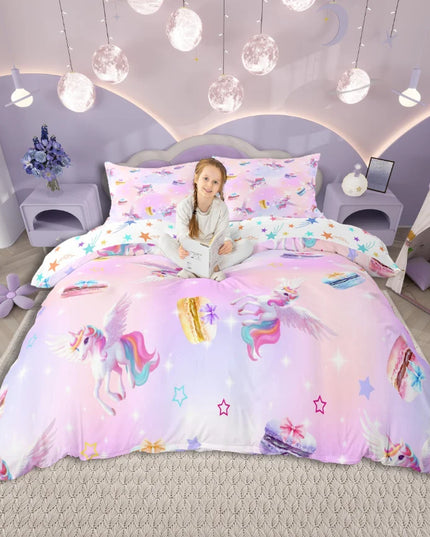 Pink Macaron Unicorn Bedding