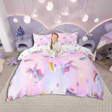 Pink Macaron Unicorn Bedding