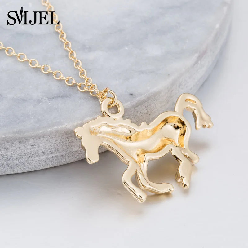 3D Rearing Unicorn Pendant Necklace