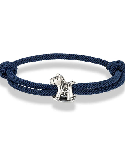 Navy Steel Unicorn Rope Bracelet
