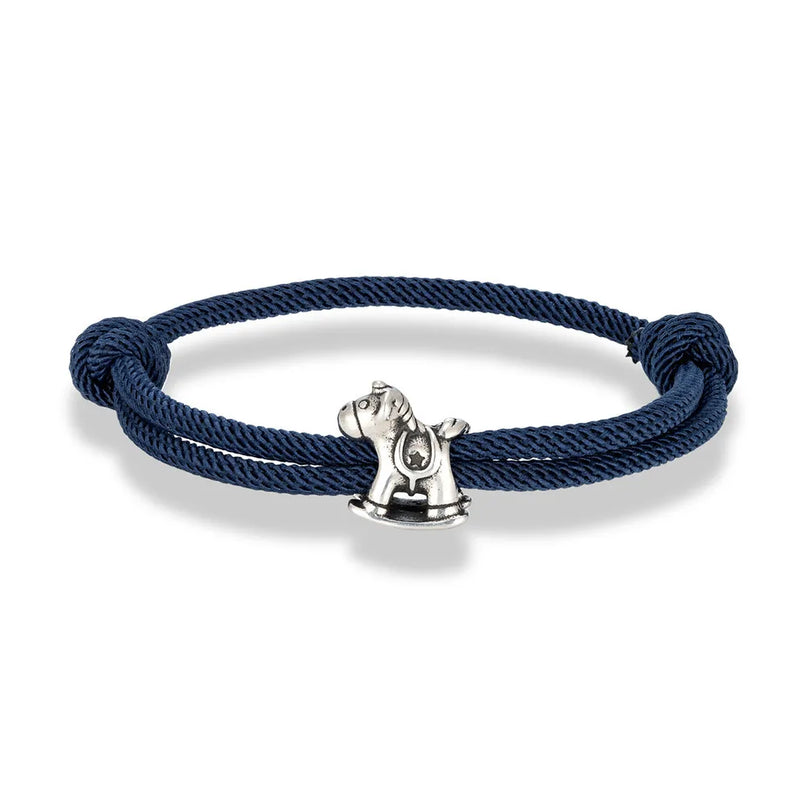 Navy Steel Unicorn Rope Bracelet