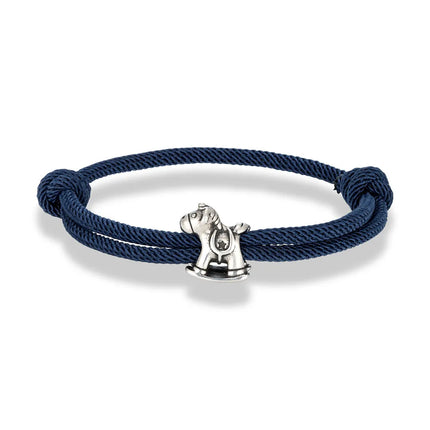Navy Steel Unicorn Rope Bracelet