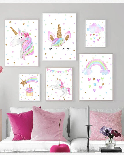 Unicorn Poster Wall Art for Kids