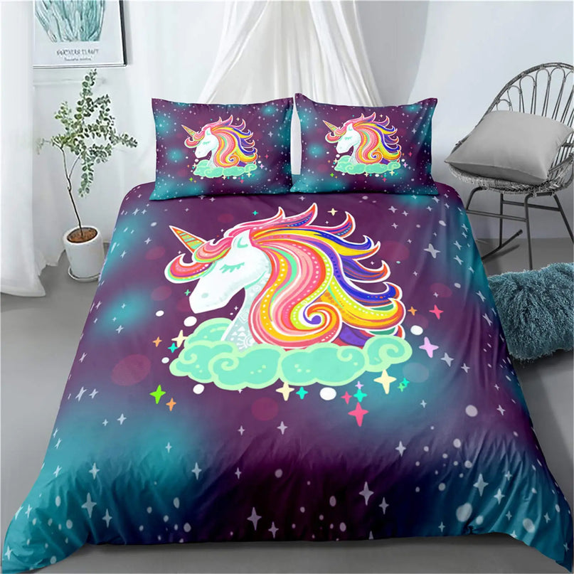 Galaxy Cloud Unicorn Bedding